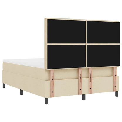 Postel S Boxspringem S Čelo Krémová 140 X 200 Cm Textil