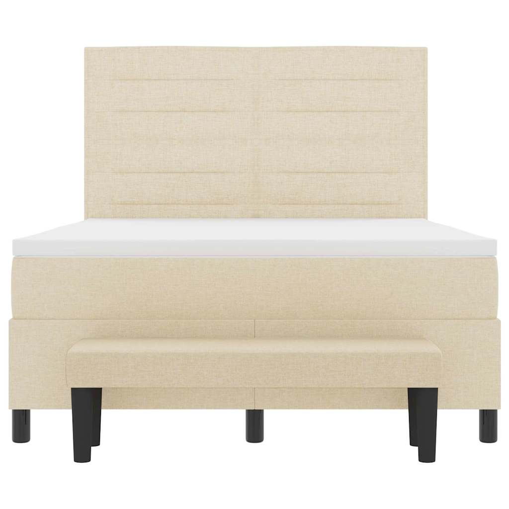 Postel S Boxspringem S Čelo Krémová 140 X 200 Cm Textil