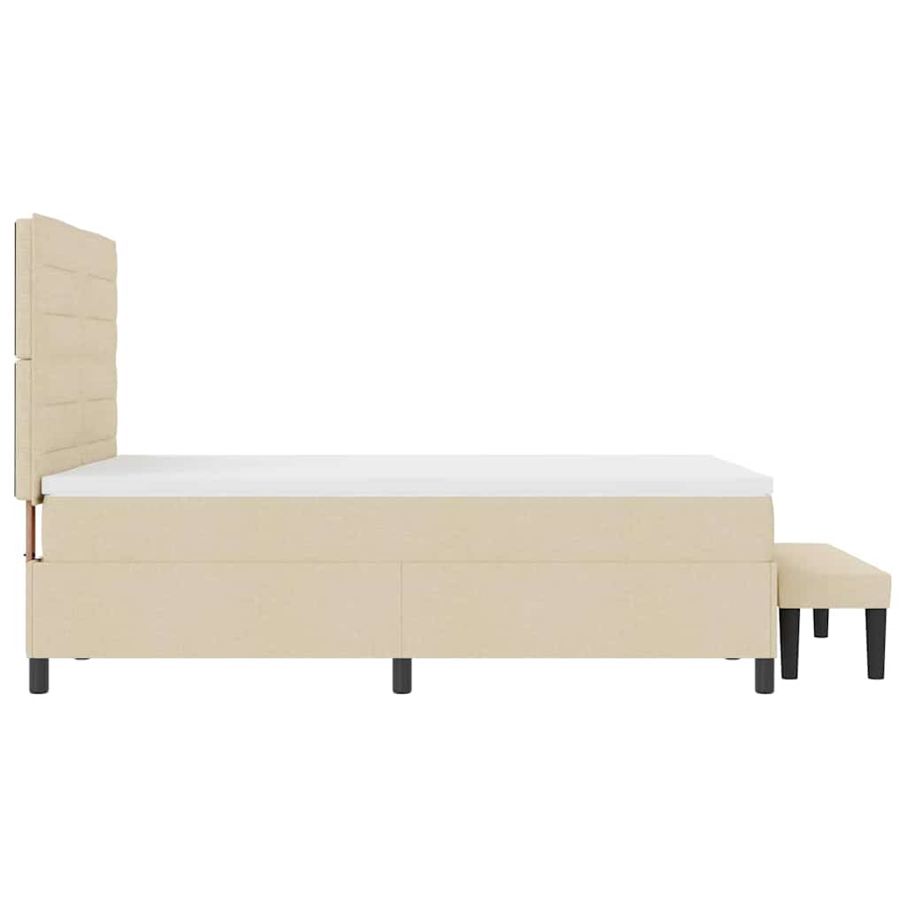 Postel S Boxspringem S Čelo Krémová 140 X 200 Cm Textil