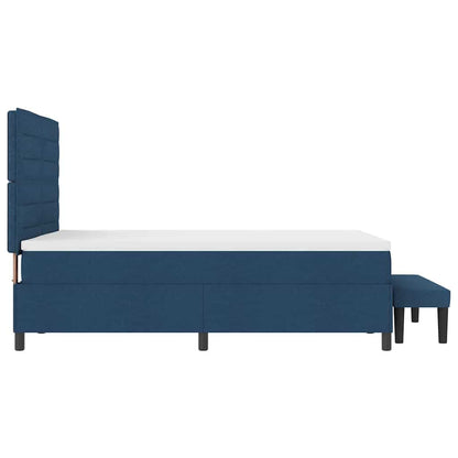 Postel S Boxspringem S Čelo Modrá 140 X 200 Cm Textil