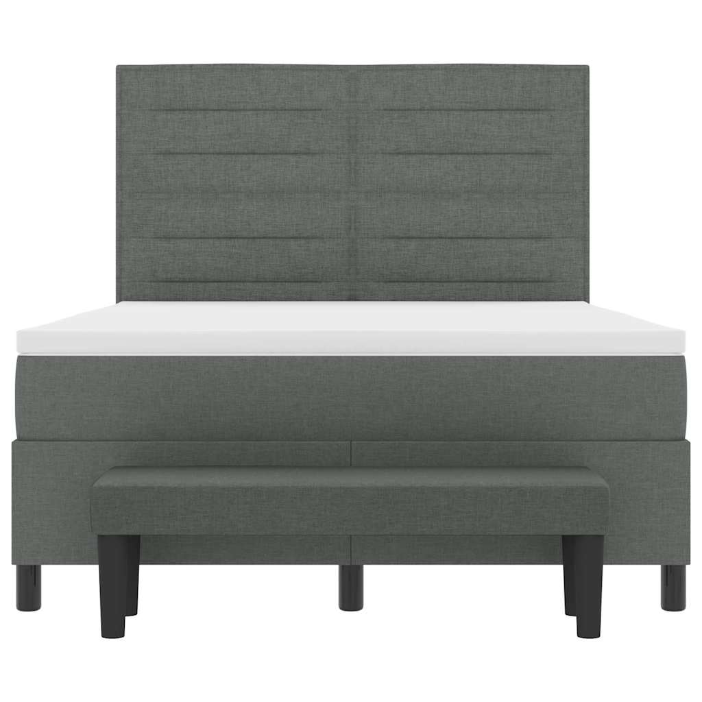 Postel S Boxspringem S Polštářem Tmavě Šedá 160 X 200 Cm Textil