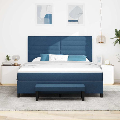 Postel S Boxspringem S Čelo Modrá 180 X 200 Cm Textil