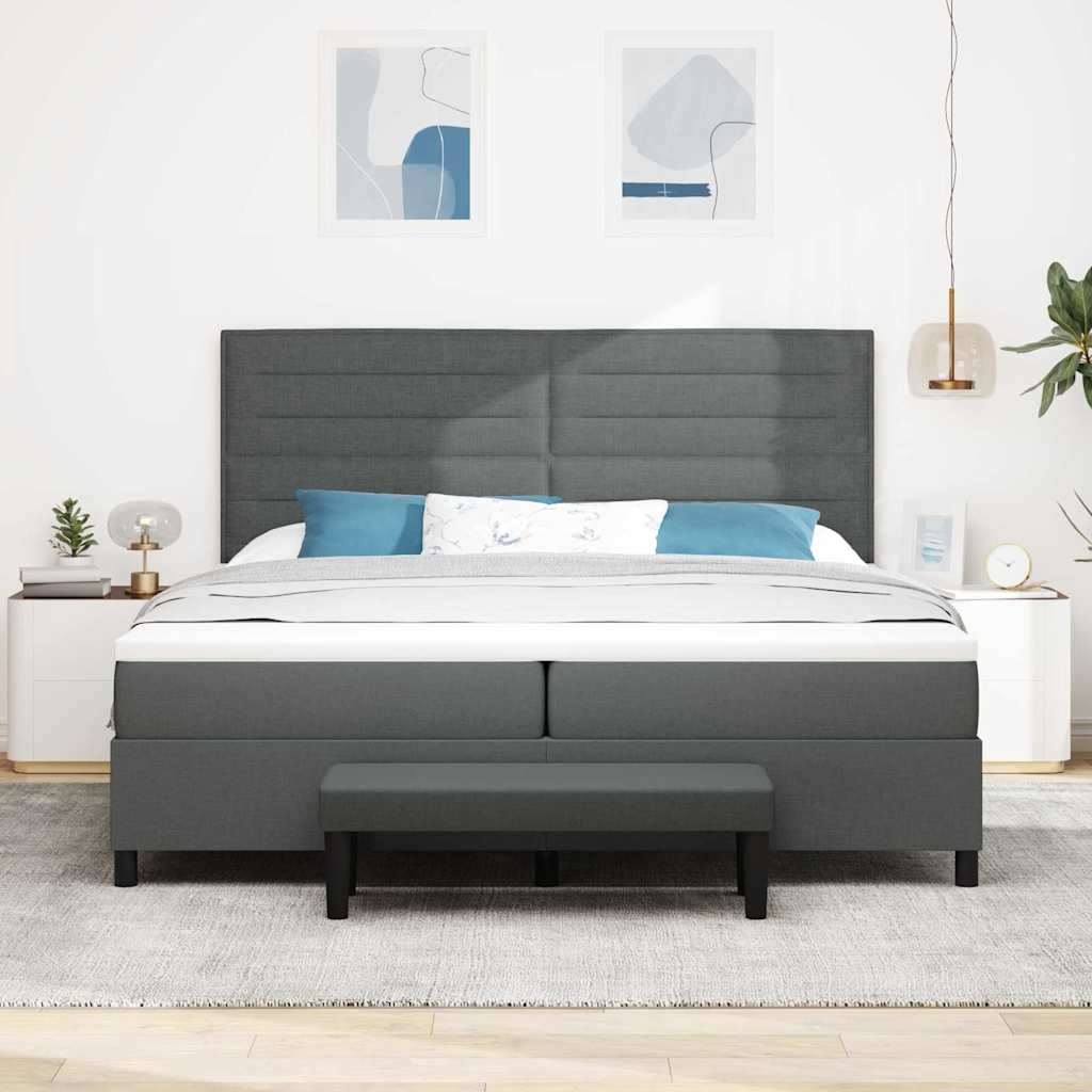 Postel S Boxspringem S Matrací Tmavě Šedá 200 X 200 Cm Textil