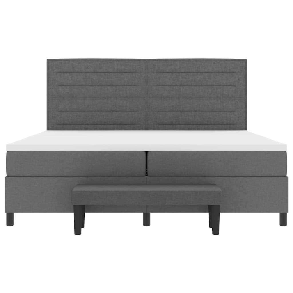 Postel S Boxspringem S Matrací Tmavě Šedá 200 X 200 Cm Textil