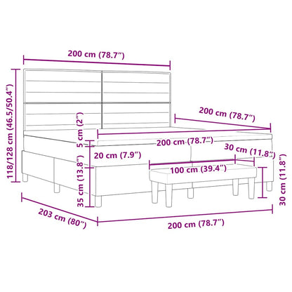 Postel S Boxspringem S Matrací Tmavě Šedá 200 X 200 Cm Textil