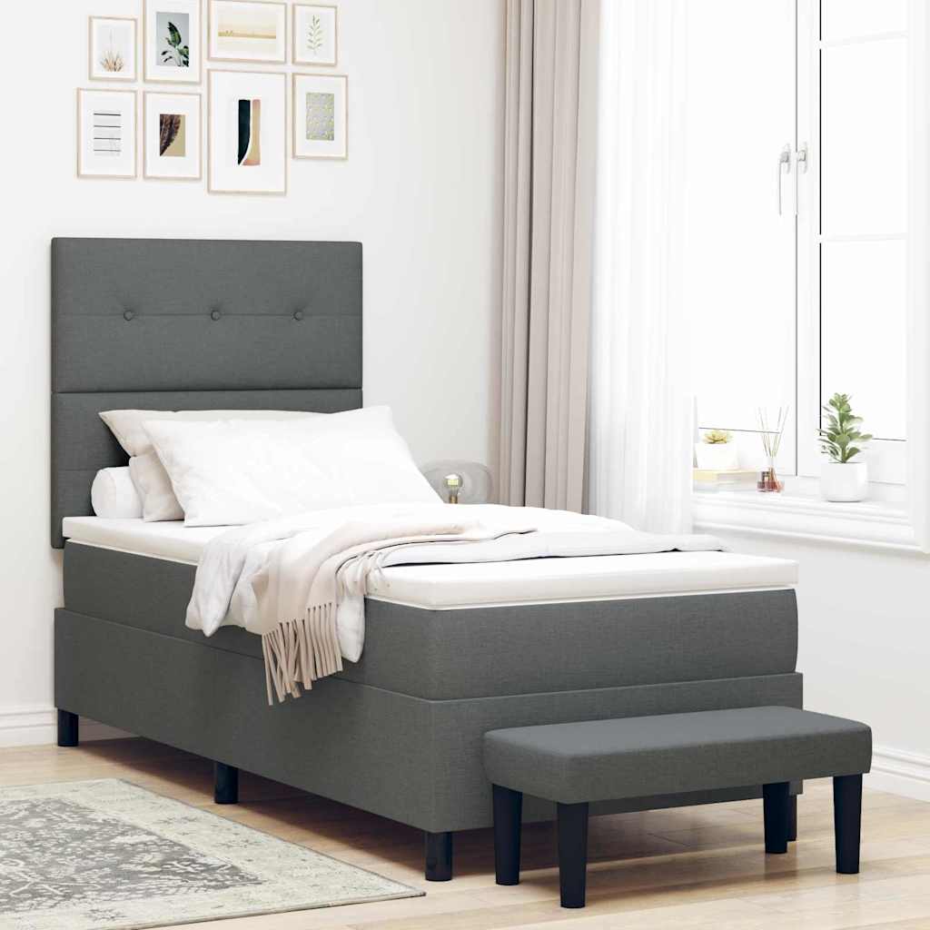 Postel S Boxspringem S Čelo Tmavě Šedá 80 X 200 Cm Textil