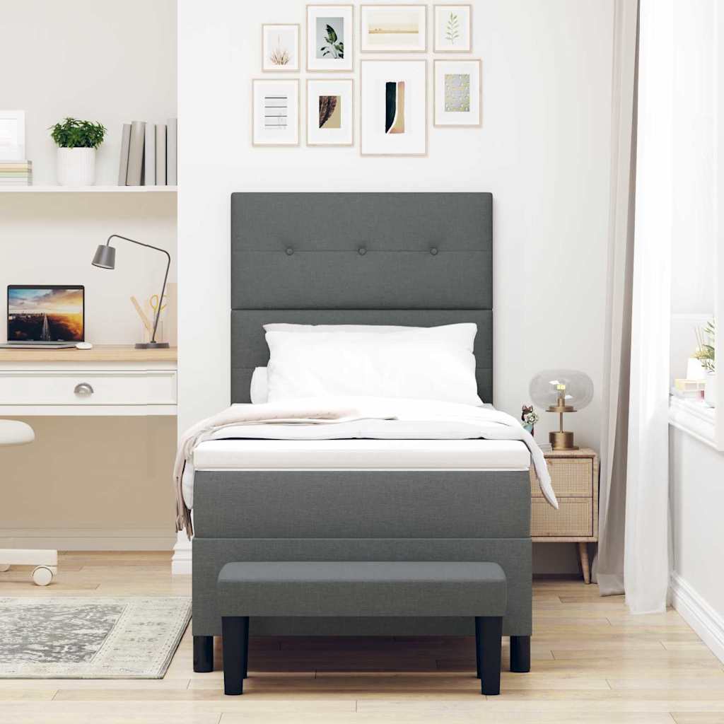 Postel S Boxspringem S Čelo Tmavě Šedá 80 X 200 Cm Textil