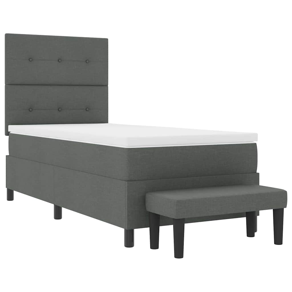 Postel S Boxspringem S Čelo Tmavě Šedá 80 X 200 Cm Textil