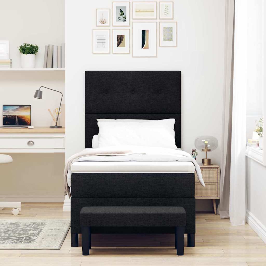 Postel S Boxspringem S Čelo Černá 80 X 200 Cm Textil