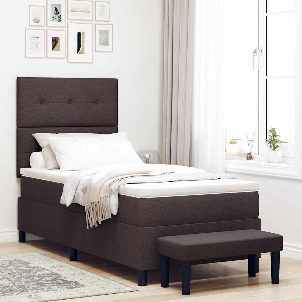 Postel S Boxspringem S Čelo Tmavě Hnědá 80 X 200 Cm Textil