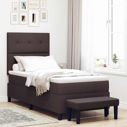 Postel S Boxspringem S Čelo Tmavě Hnědá 80 X 200 Cm Textil