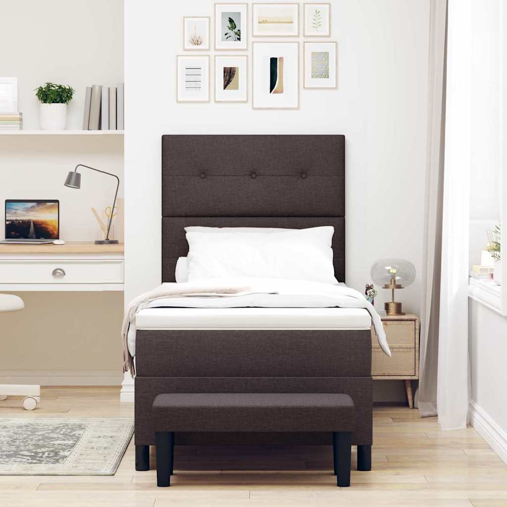 Postel S Boxspringem S Čelo Tmavě Hnědá 80 X 200 Cm Textil