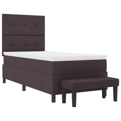 Postel S Boxspringem S Čelo Tmavě Hnědá 80 X 200 Cm Textil