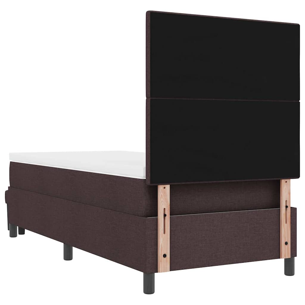 Postel S Boxspringem S Čelo Tmavě Hnědá 80 X 200 Cm Textil