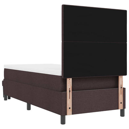 Postel S Boxspringem S Čelo Tmavě Hnědá 80 X 200 Cm Textil