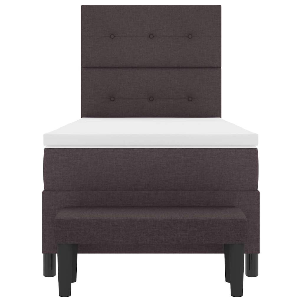 Postel S Boxspringem S Čelo Tmavě Hnědá 80 X 200 Cm Textil