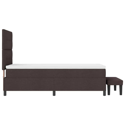 Postel S Boxspringem S Čelo Tmavě Hnědá 80 X 200 Cm Textil