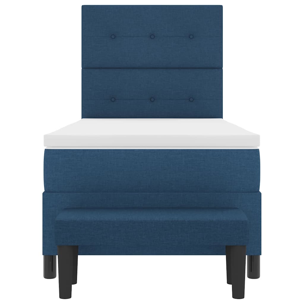 Postel S Boxspringem S Čelo Modrá 80 X 200 Cm Textil