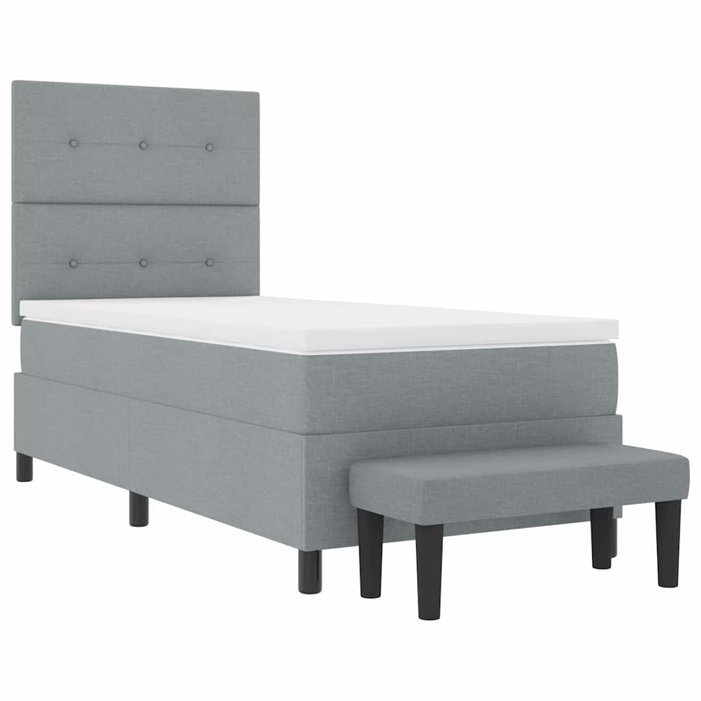 Postel S Boxspringem S Čelo Světle Šedá 90 X 190 Cm Textil