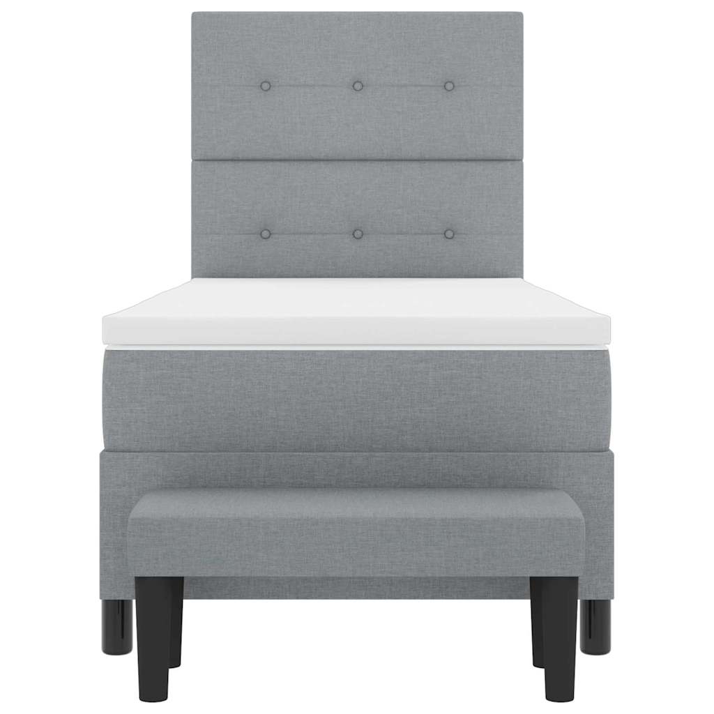 Postel S Boxspringem S Čelo Světle Šedá 90 X 190 Cm Textil