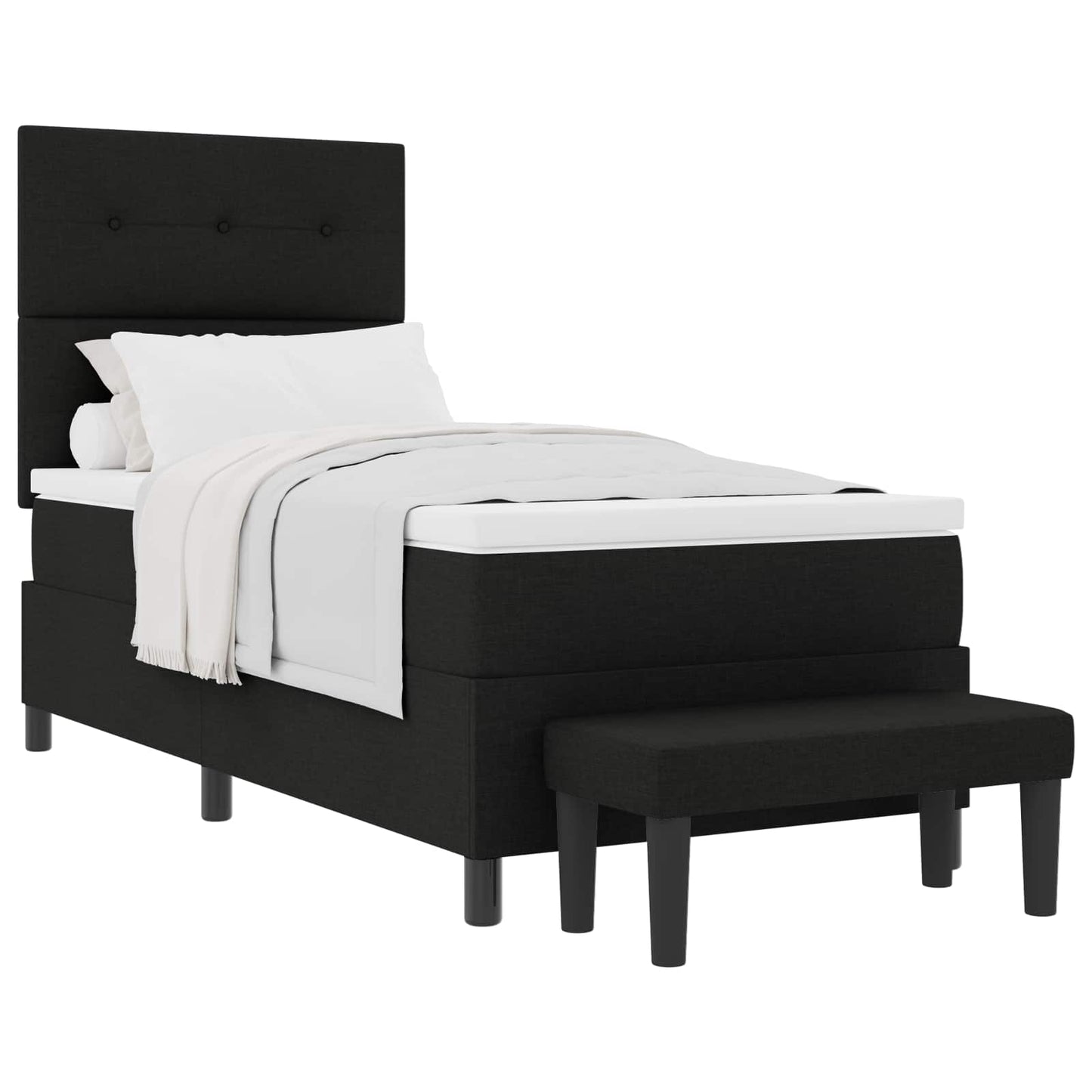 Postel S Boxspringem S Čelo Černá 90 X 190 Cm Textil