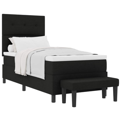 Postel S Boxspringem S Čelo Černá 90 X 190 Cm Textil