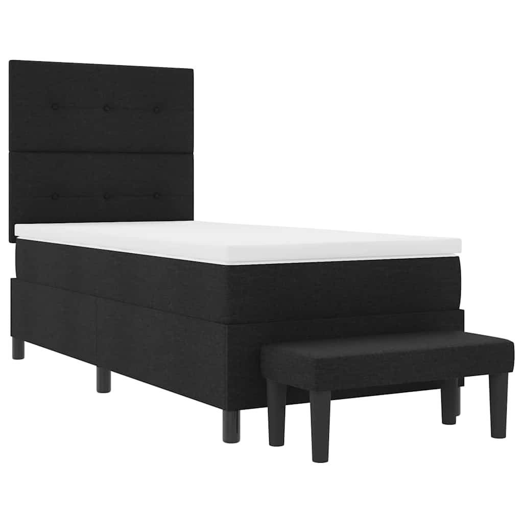 Postel S Boxspringem S Čelo Černá 90 X 190 Cm Textil