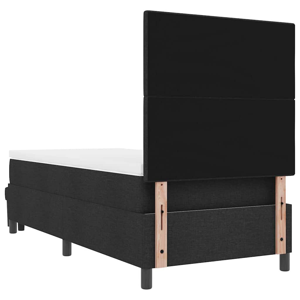 Postel S Boxspringem S Čelo Černá 90 X 190 Cm Textil