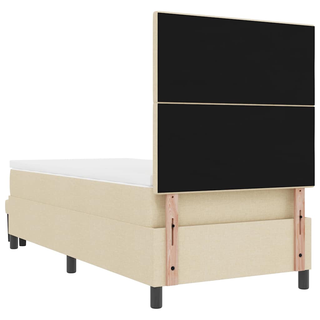 Postel S Boxspringem S Čelo Krémová 90 X 190 Cm Textil