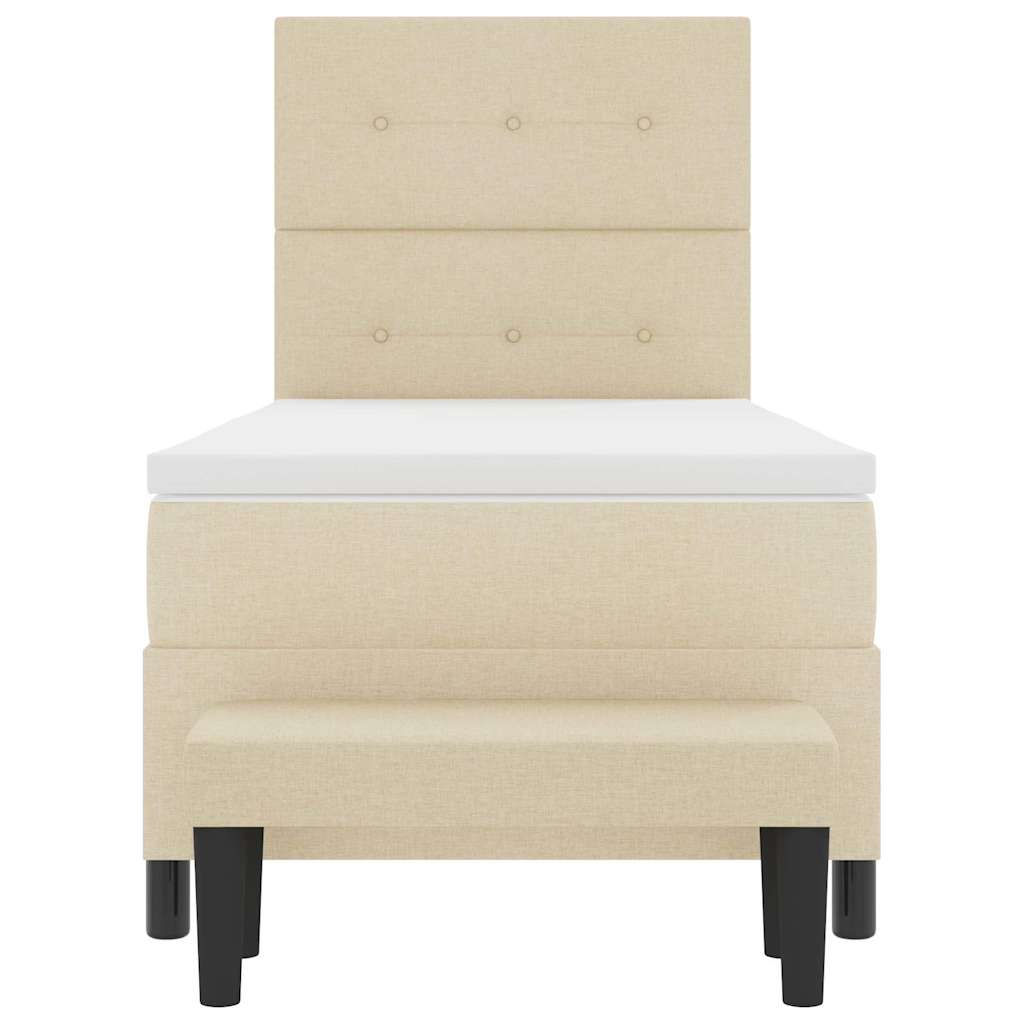 Postel S Boxspringem S Čelo Krémová 90 X 190 Cm Textil