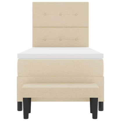 Postel S Boxspringem S Čelo Krémová 90 X 190 Cm Textil