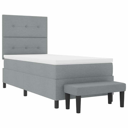 Postel S Boxspringem S Čelo Světle Šedá 90 X 200 Cm Textil