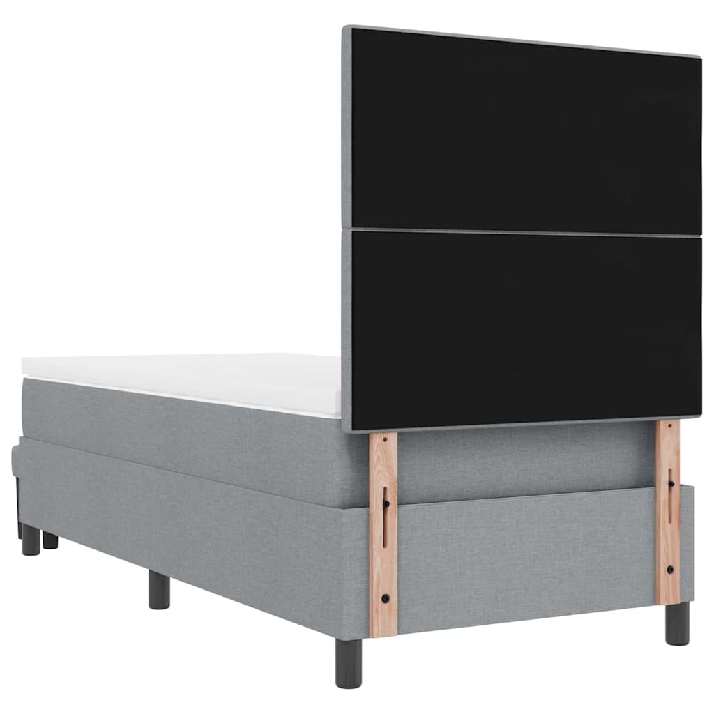 Postel S Boxspringem S Čelo Světle Šedá 90 X 200 Cm Textil