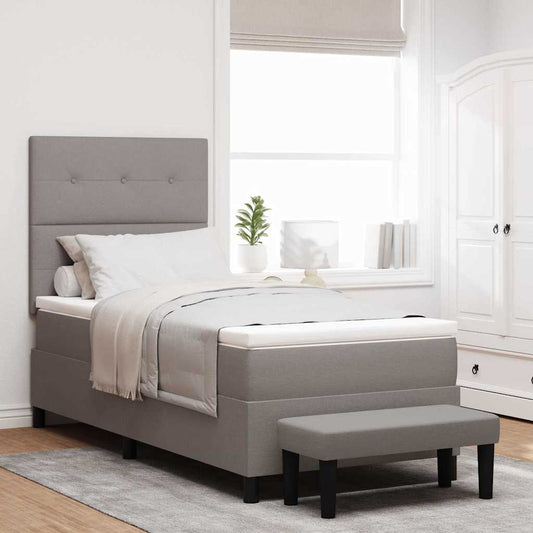 Postel S Boxspringem S Čelo Taupe 100 X 200 Cm Textil