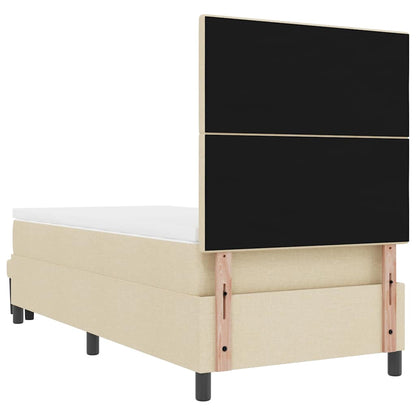 Postel S Boxspringem S Čelo Krémová 100 X 200 Cm Textil
