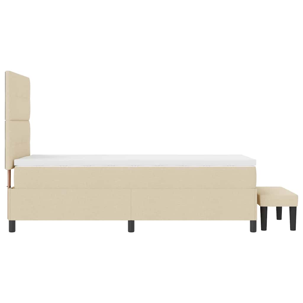 Postel S Boxspringem S Čelo Krémová 100 X 200 Cm Textil
