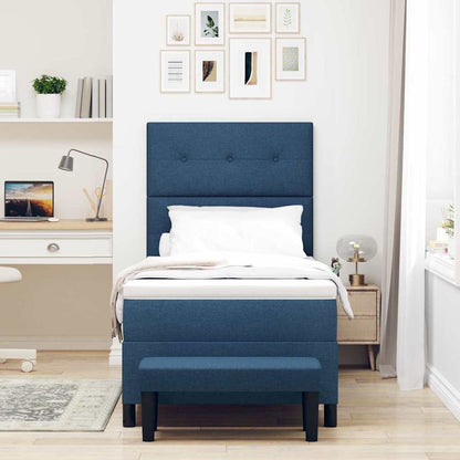 Postel S Boxspringem S Čelo Modrá 100 X 200 Cm Textil