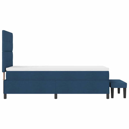 Postel S Boxspringem S Čelo Modrá 100 X 200 Cm Textil