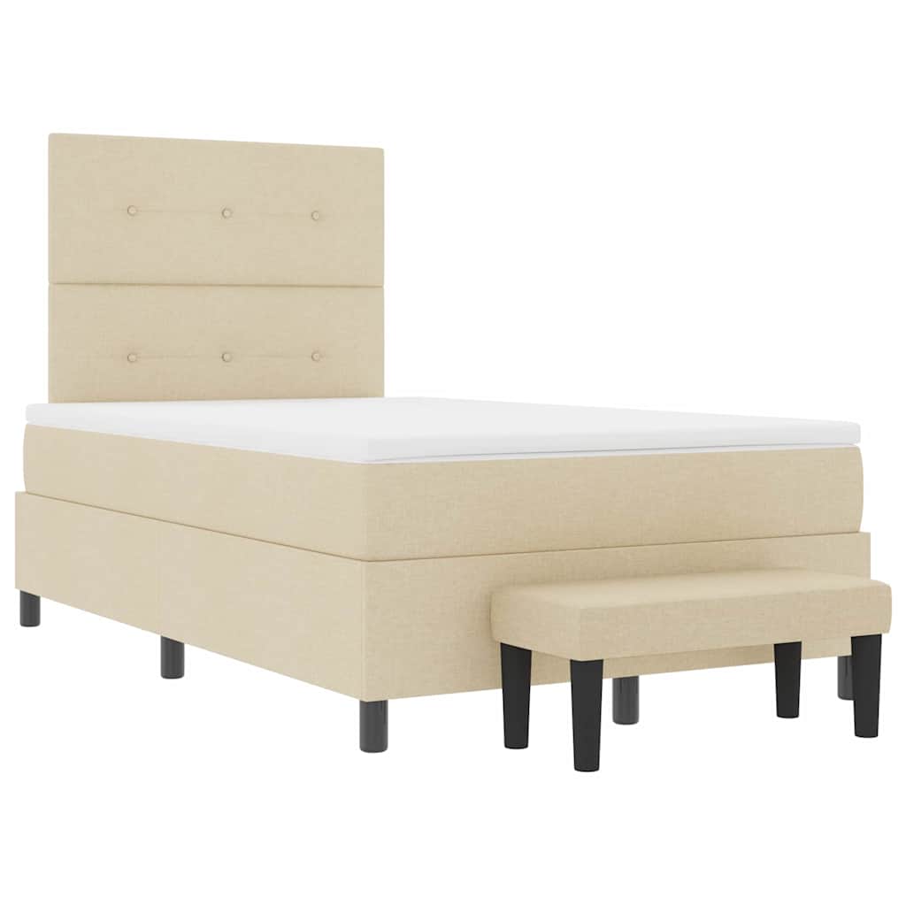 Postel S Boxspringem S Čelo Krémová 120 X 190 Cm Textil