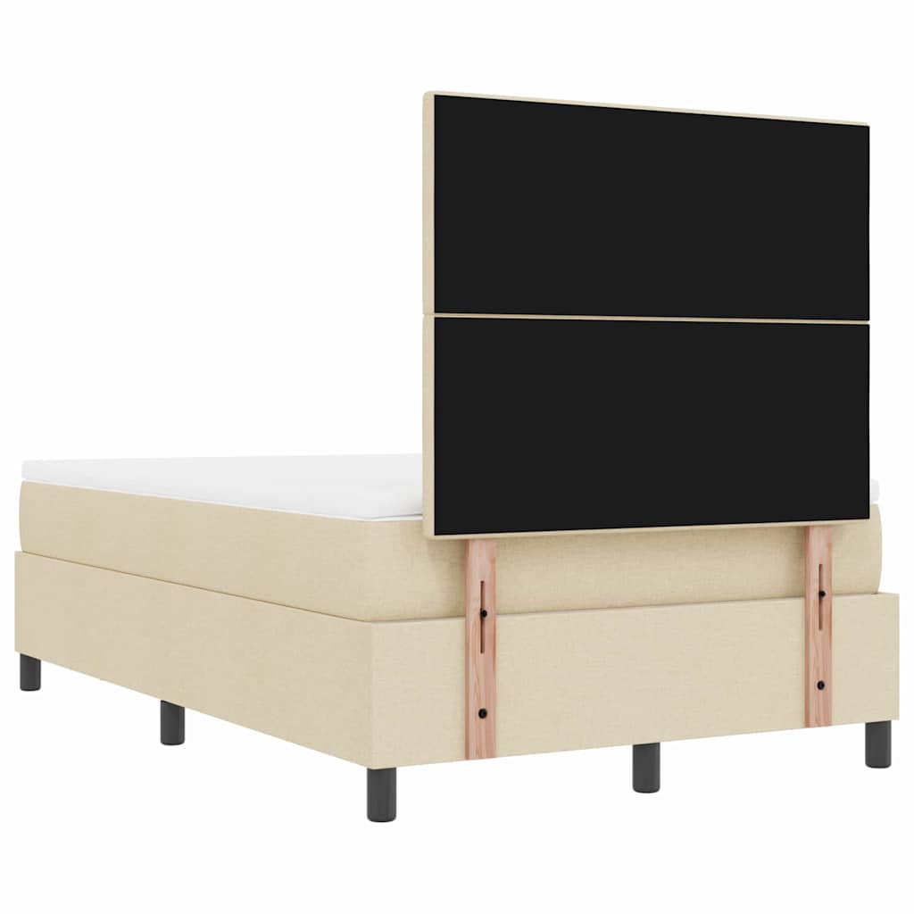 Postel S Boxspringem S Čelo Krémová 120 X 190 Cm Textil
