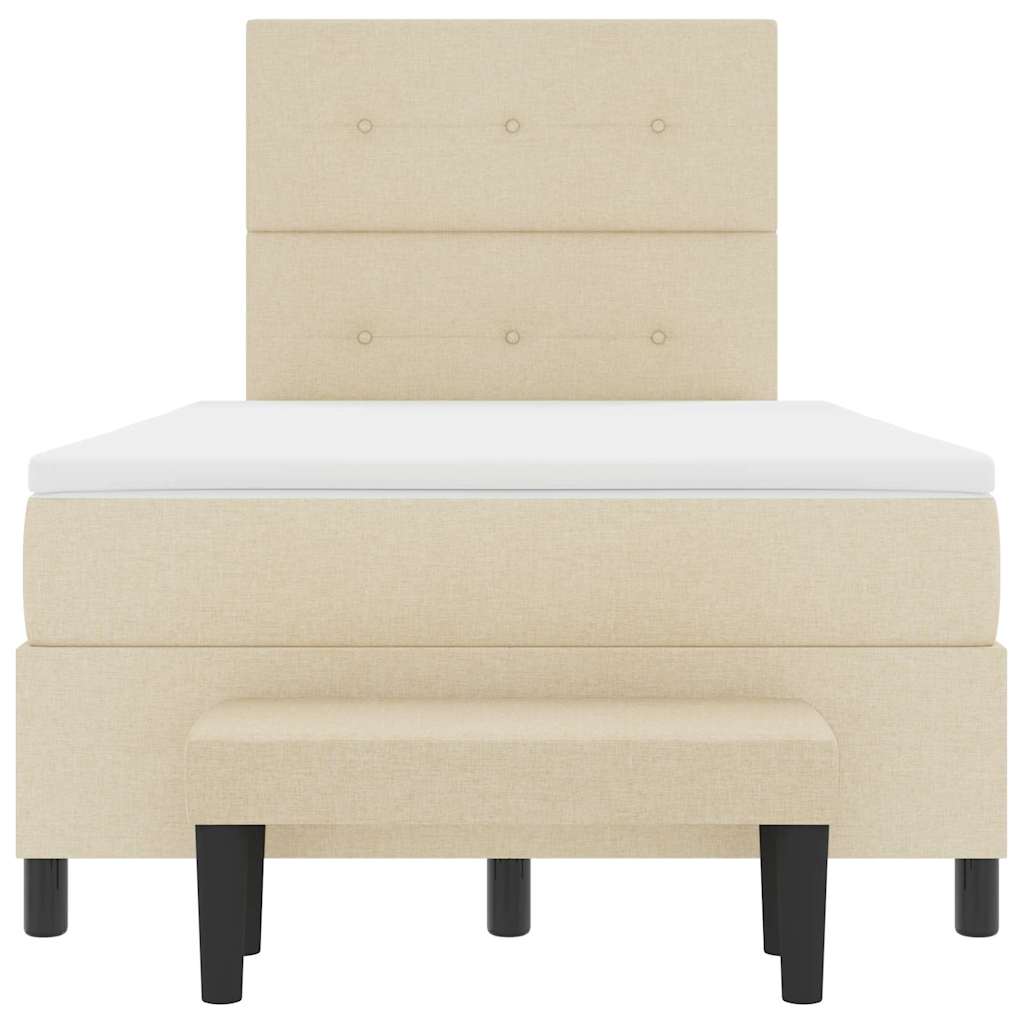 Postel S Boxspringem S Čelo Krémová 120 X 190 Cm Textil