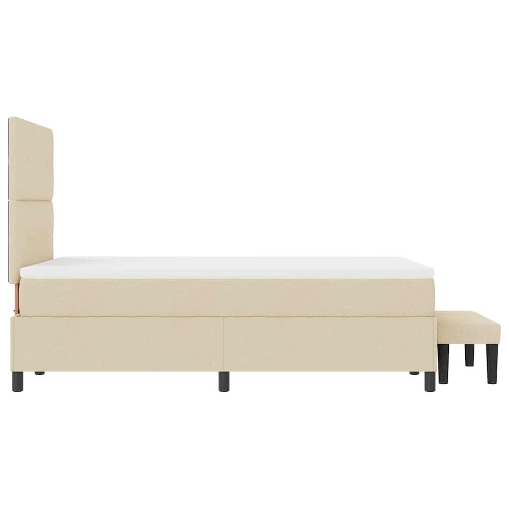 Postel S Boxspringem S Čelo Krémová 120 X 190 Cm Textil
