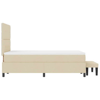 Postel S Boxspringem S Čelo Krémová 120 X 190 Cm Textil