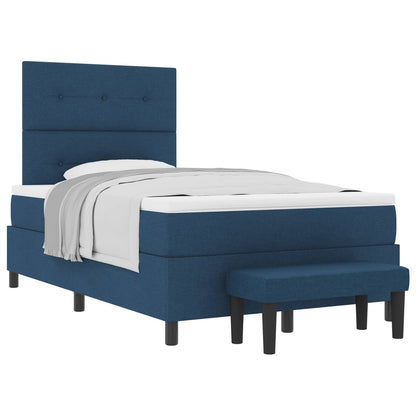Postel S Boxspringem S Čelo Modrá 120 X 190 Cm Textil