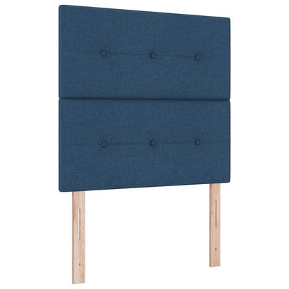Postel S Boxspringem S Čelo Modrá 120 X 190 Cm Textil