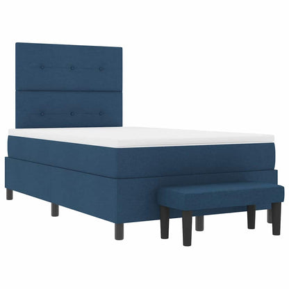 Postel S Boxspringem S Čelo Modrá 120 X 190 Cm Textil