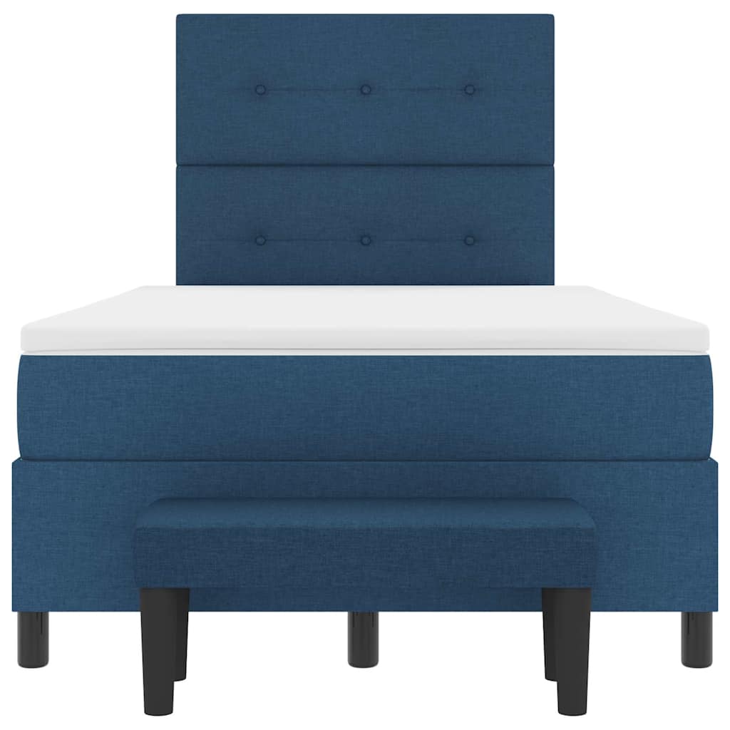 Postel S Boxspringem S Čelo Modrá 120 X 190 Cm Textil
