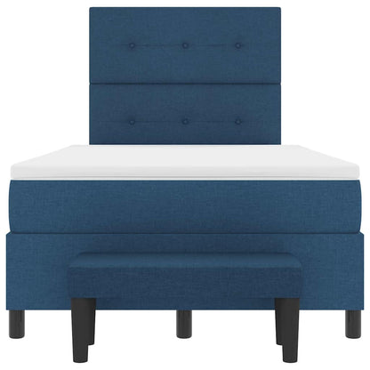 Postel S Boxspringem S Čelo Modrá 120 X 190 Cm Textil