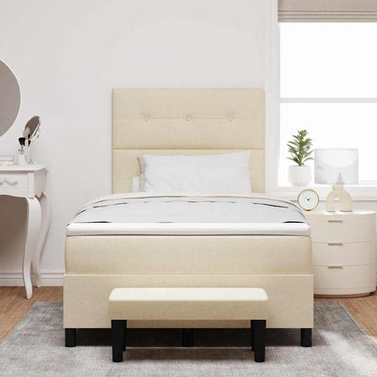 Postel S Boxspringem S Čelo Krémová 120 X 200 Cm Textil