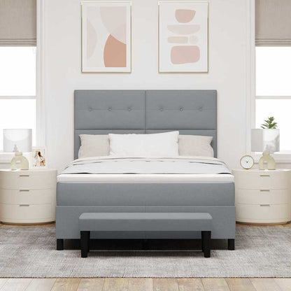 Postel S Boxspringem S Čelo Světle Šedá 140 X 190 Cm Textil